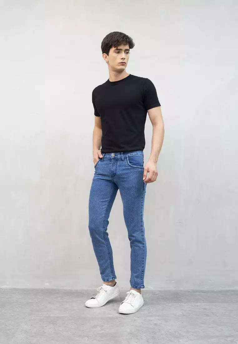 Celana panjang Jeans Slim Fit biru pudar denim pants pria houseofcuff