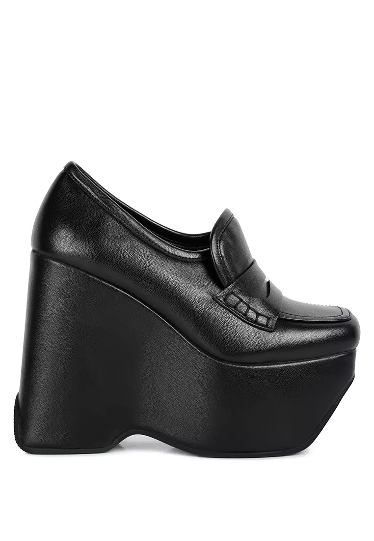 Discount on Rag & Co.  shoes - SKU: Black High Platform Wedge Loafers