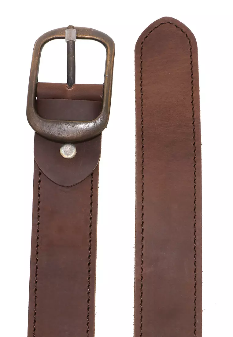Hazel Gesper Ikat Pinggang Sabuk Pria Vintage Style Material Genuine Leather Kulit CH01 ORIGINAL - Brown