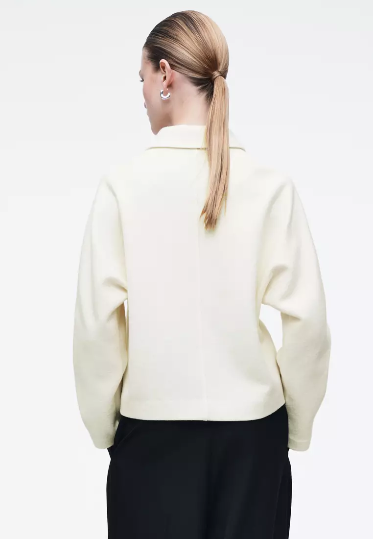 Boiled-Wool Zip-Up Cardigan