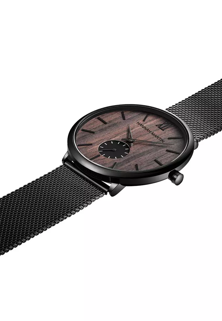 汉娜马丁木纹面男士商务手表 - 樱桃木
