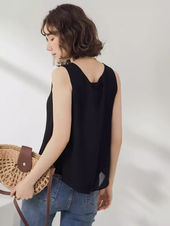 Black chiffon vest top on sale