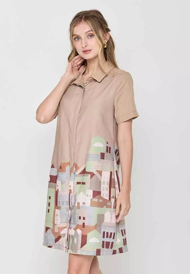 Scavina Collared Shirt Dress