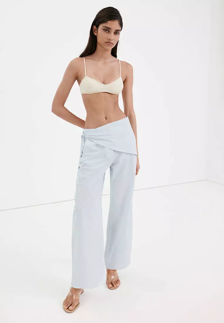 Straight-Leg Trousers With Detachable Scarf