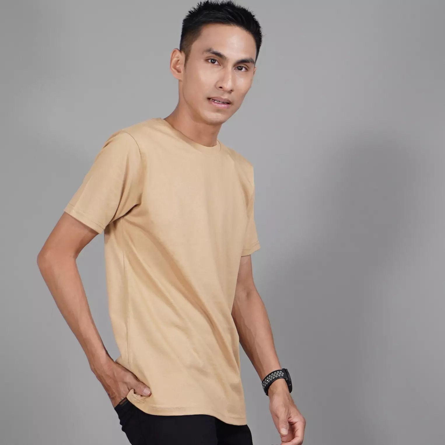  Kaos Polos Lengan Pendek Pria TShirt Cotton - Latte