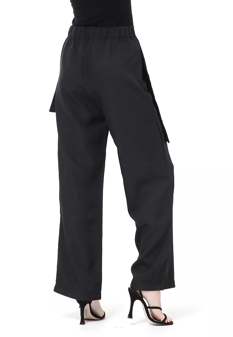 Stella Long Pants Celana Panjang Kasual Wanita Model Pocket Material Cotton ORIGINAL - Black