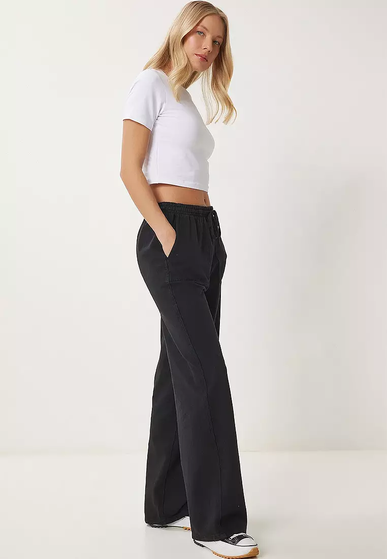 仿舊效果闊腳牛仔闊腳褲