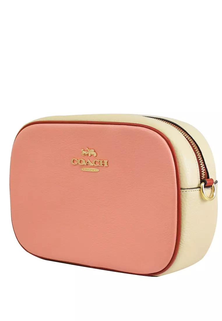 The Snapshot Small Leather Camera Bag In Candy Pink Multi