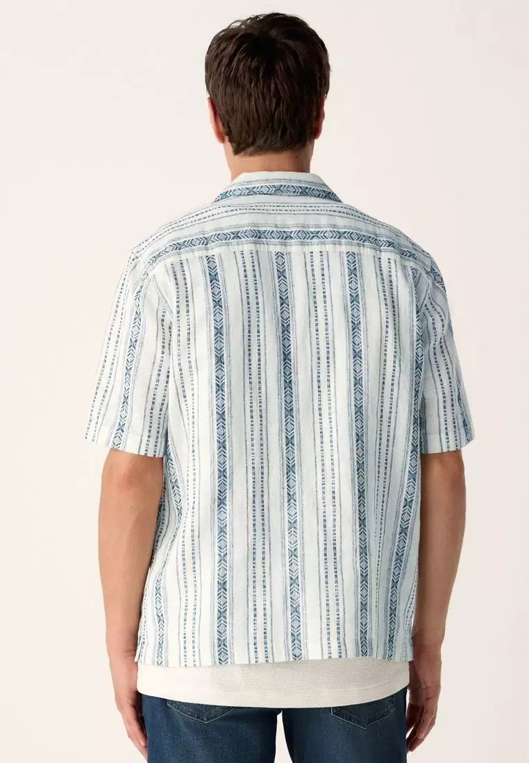 Short Sleeve Textured Stripe Shirt