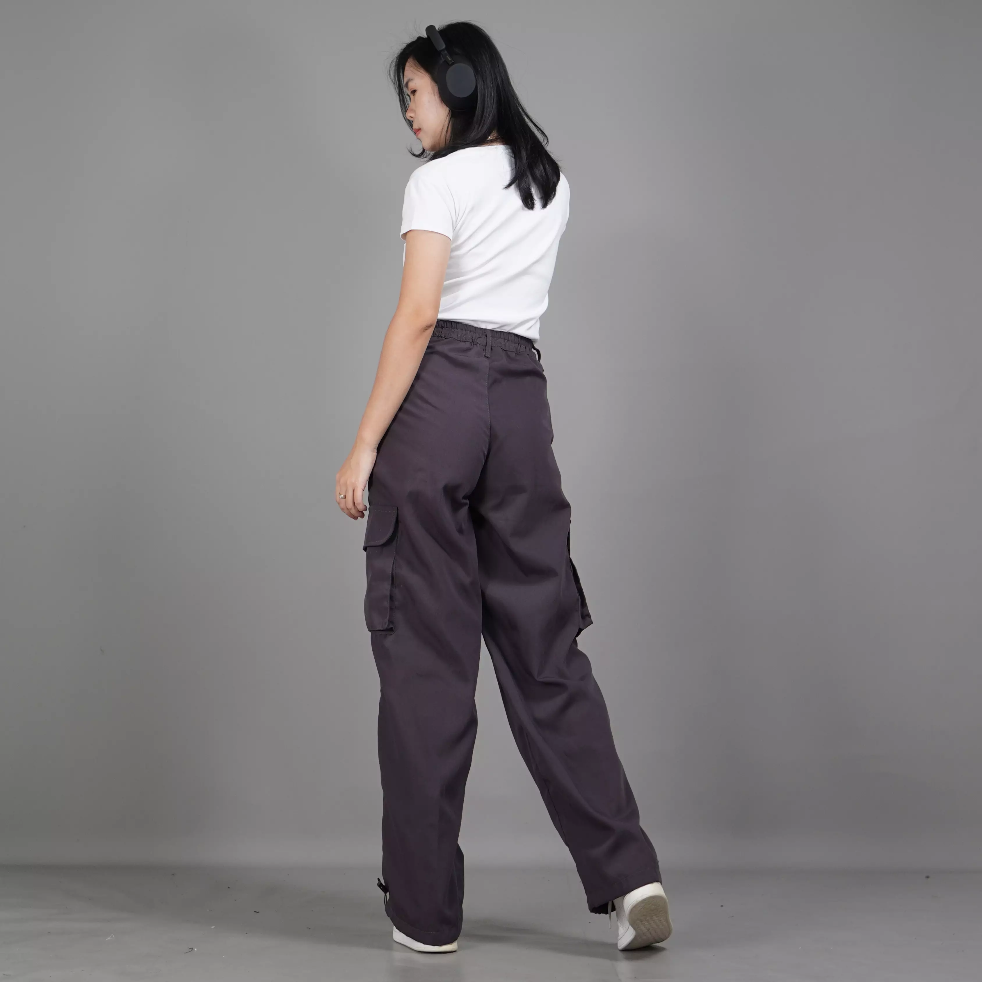  REGINA Celana Cargo Wanita Loose Pants Celana Kargo Loose Fit - ABU