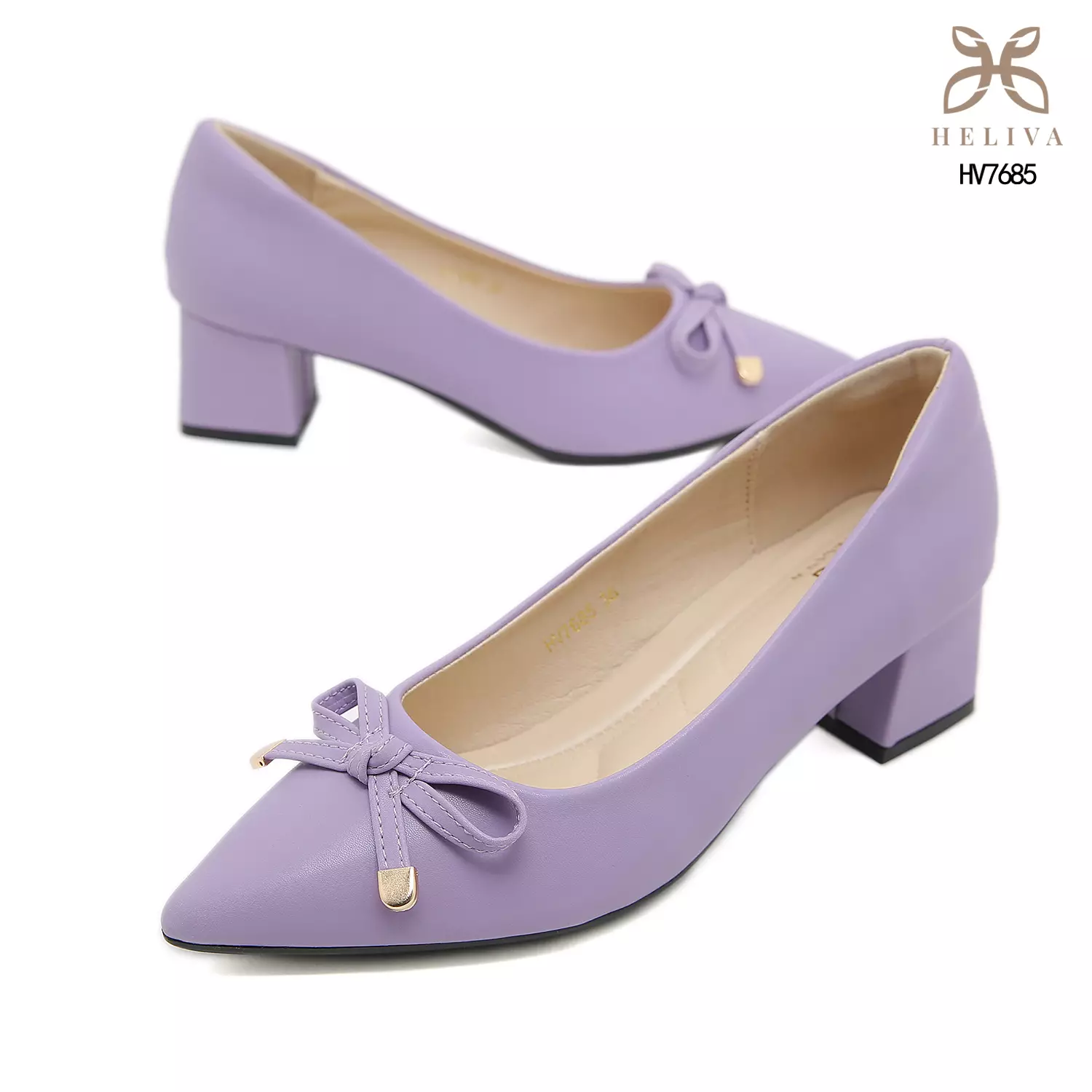 Heliva Janice Women Shoes Chunky Heels Bow Accesories 4cm HV7685