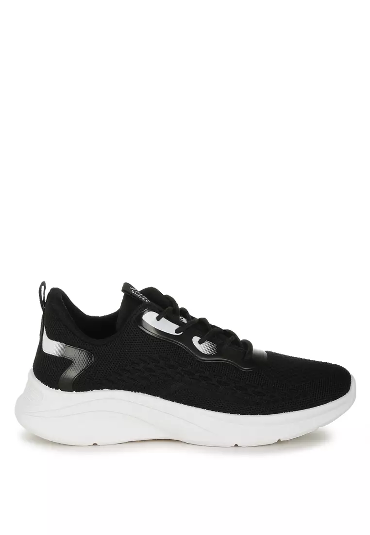 London Rag Contrasting Detail Lace-Up Sneakers in Black