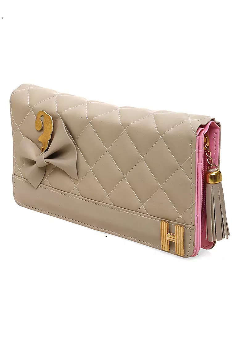 Dive Dompet Panjang Wanita Cat Ribbon Wallet Casual Many Slot Material Kulit Leather ORIGINAL - Cream