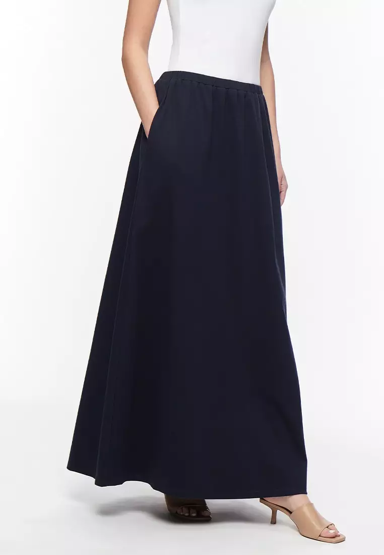 Women's Full Garter Waist Jersey Maxi Skirt