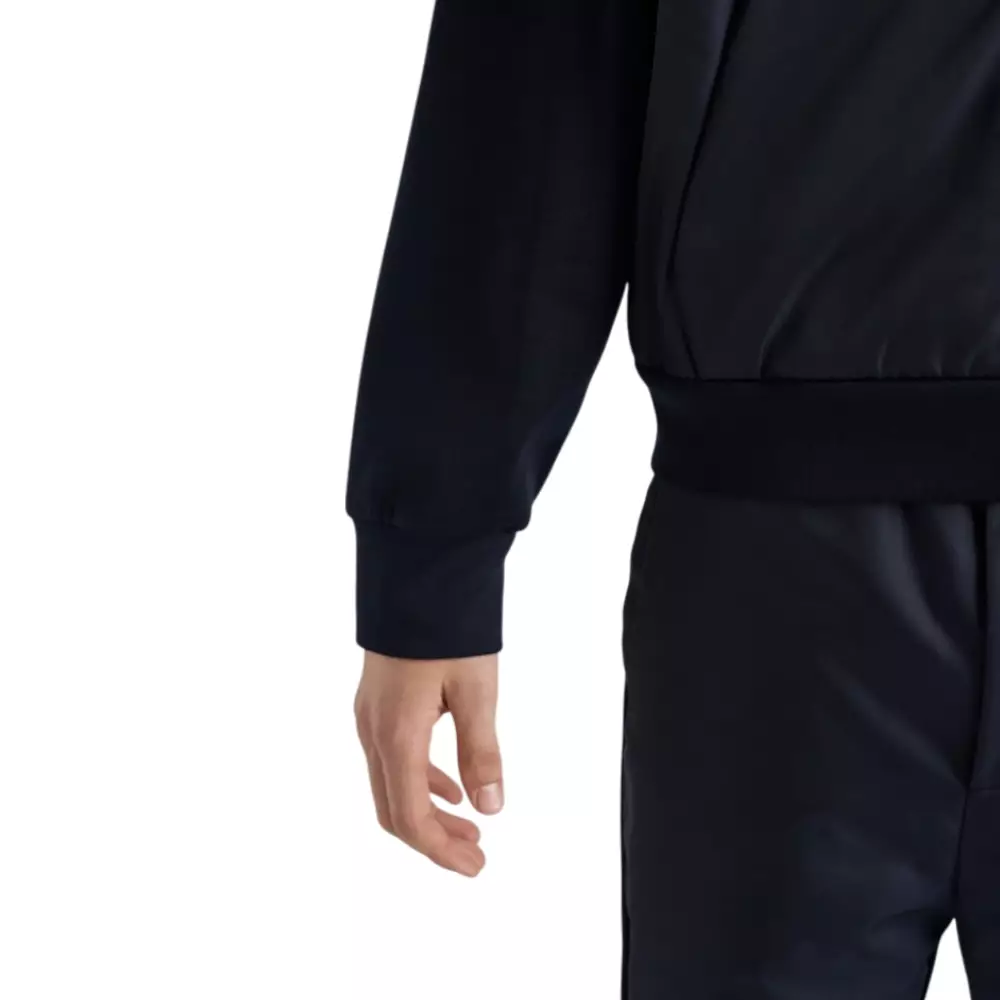 Technical Cotton and Re-Nylon Hoodie Jacket Blue