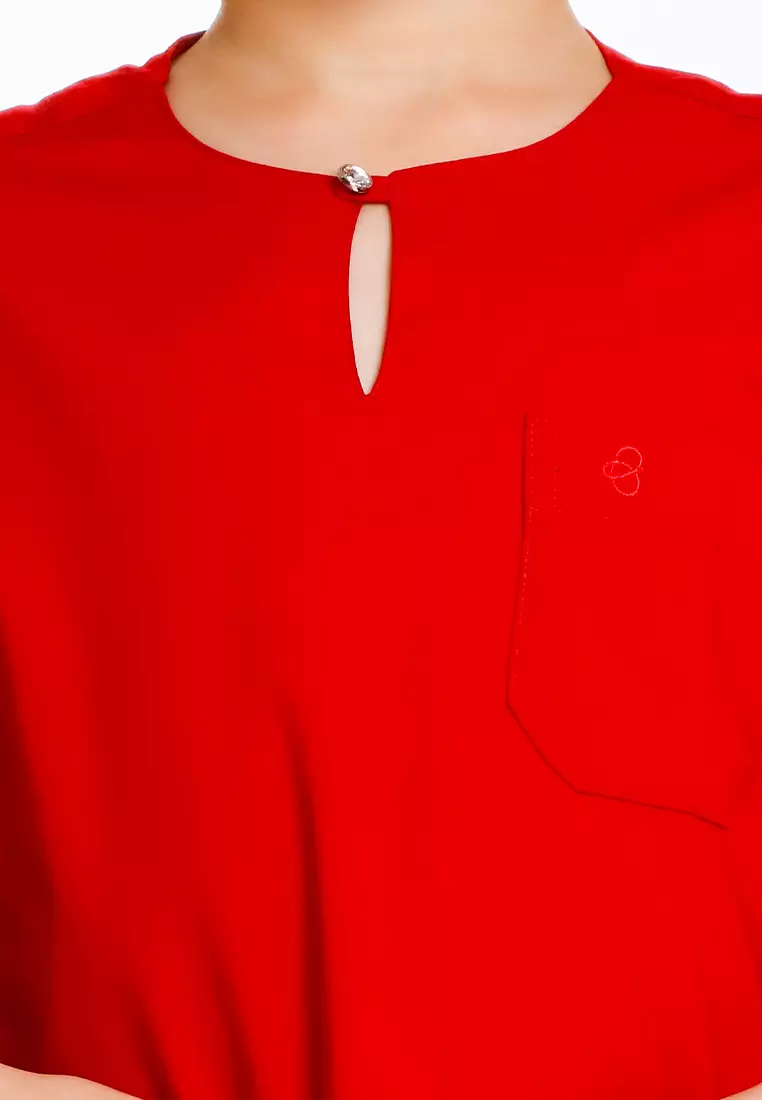 Byford Baju Melayu Raya Baju Johor Teluk Belanga Slim Fit Sedondon Anak Budak - 3925501A-74Red
