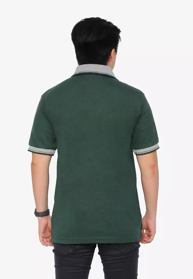 Andre Michel Kaos Polo Shirt Lengan Pendek Kerah Abu Hijau Botol 933-65