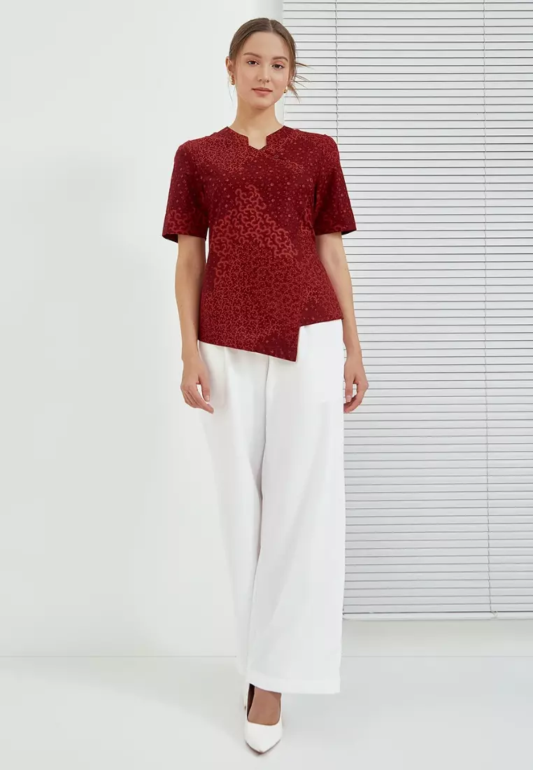 Nayara Blouse Batik Pamela Maroon