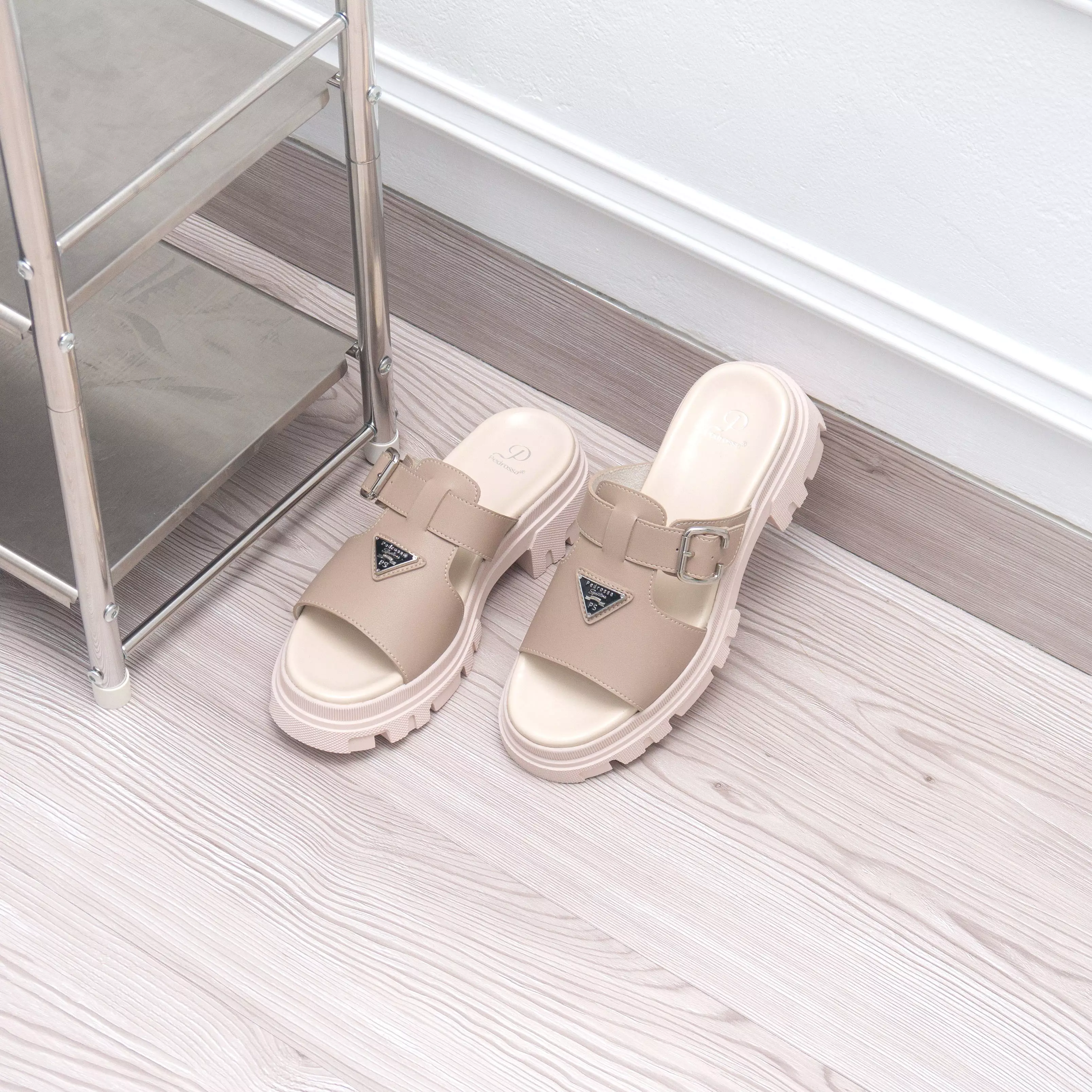 Jennifer Platform Sandal in Beige