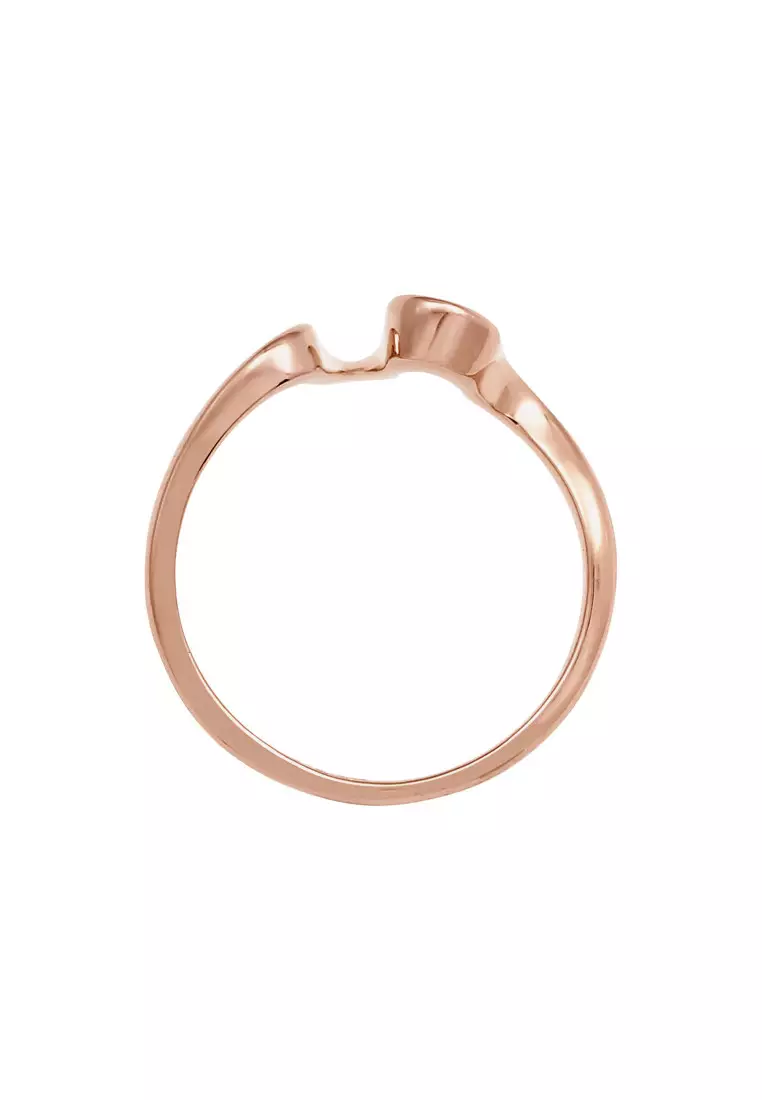 Cincin Perhiasan Perak 925 Wanita Waves Look Rosegold Plated