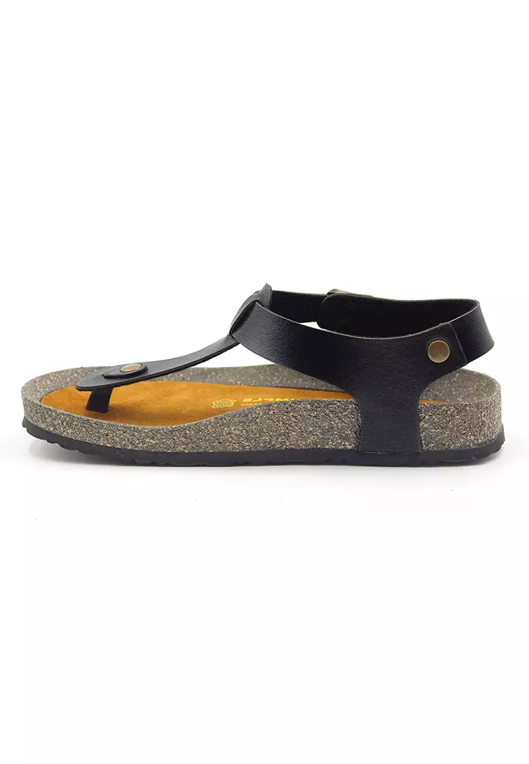 Oxford - Black Leather Sandals & Flip Flops & Slipper
