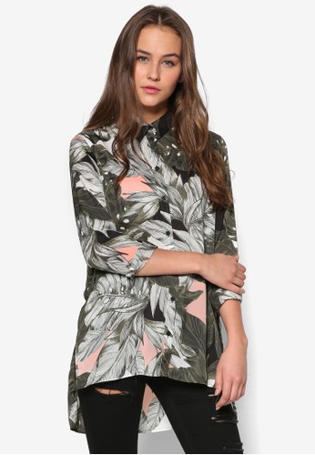 寬鬆長版印花襯衫,zalora時尚購物網的koumi koumi 服飾, 襯衫