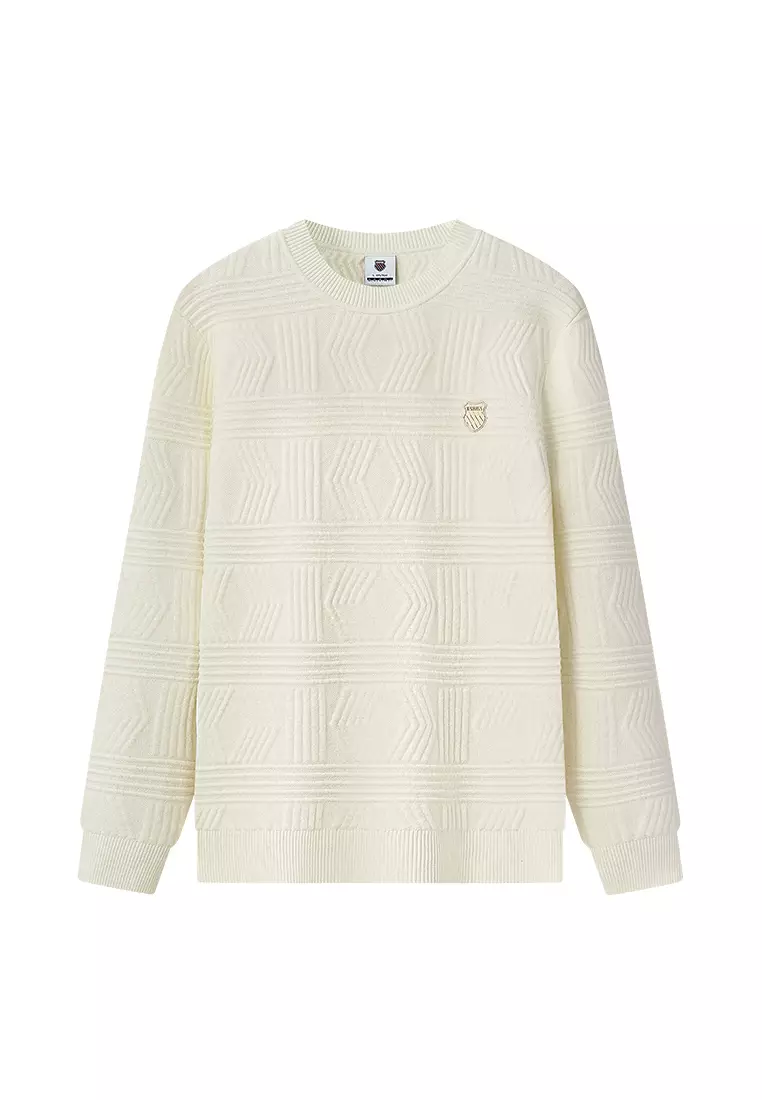 男裝 K-SWISS LOGO 滿印花紋毛衣