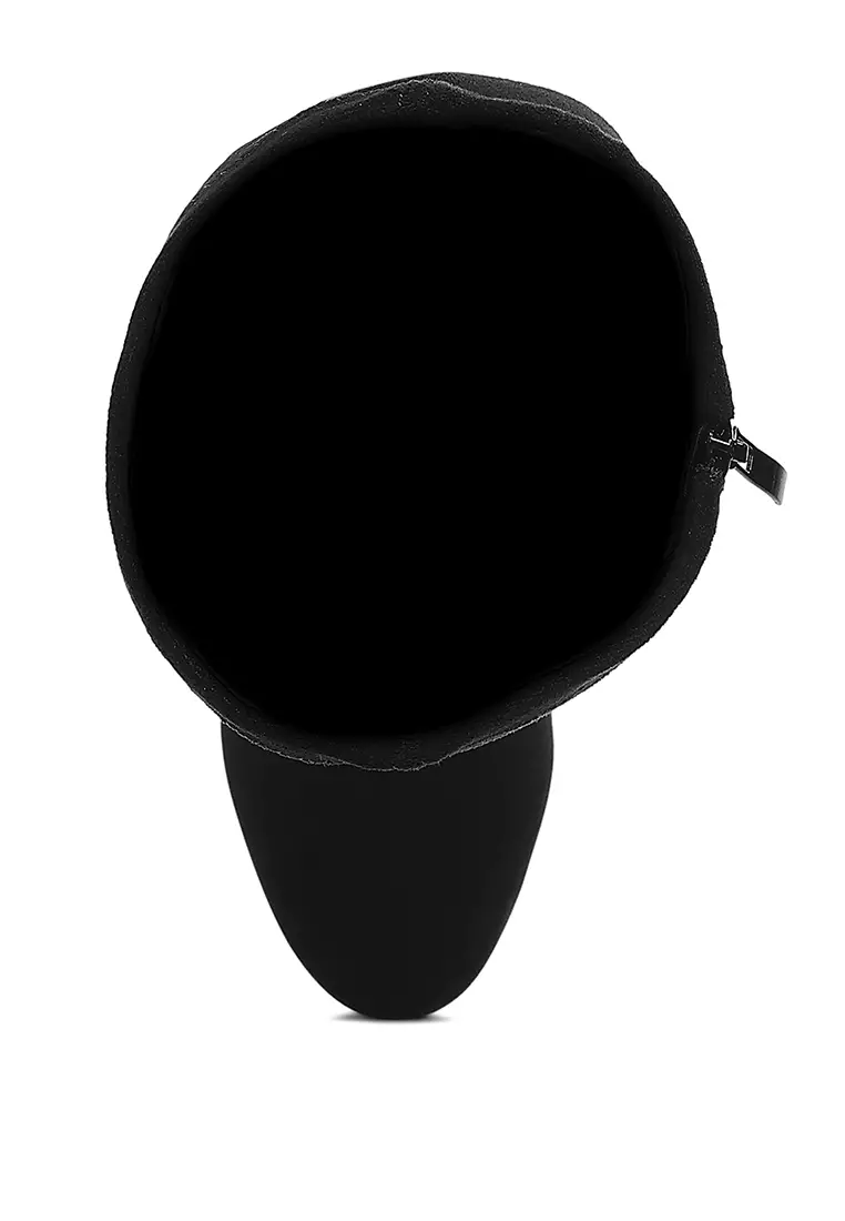 Sepatu Bot Betis Microfiber Warna Hitam