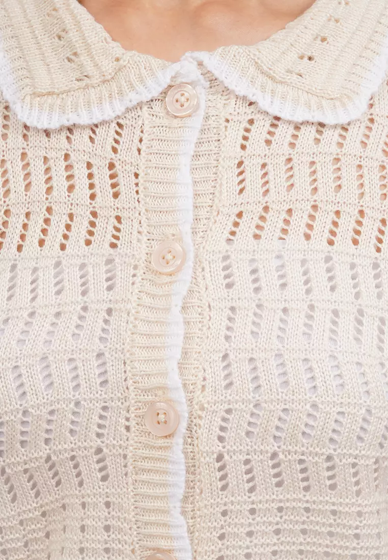 Short Sleeve Knit Collar Top