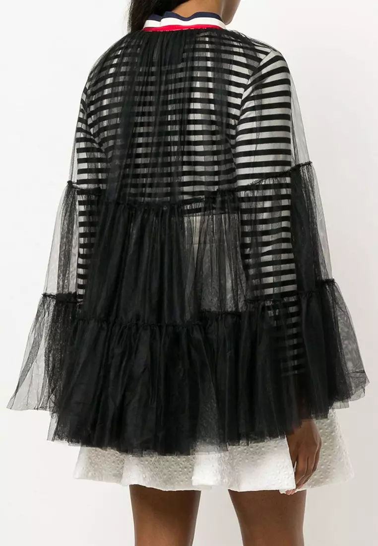 See-Through Adjustable Ribbon Cape in Black