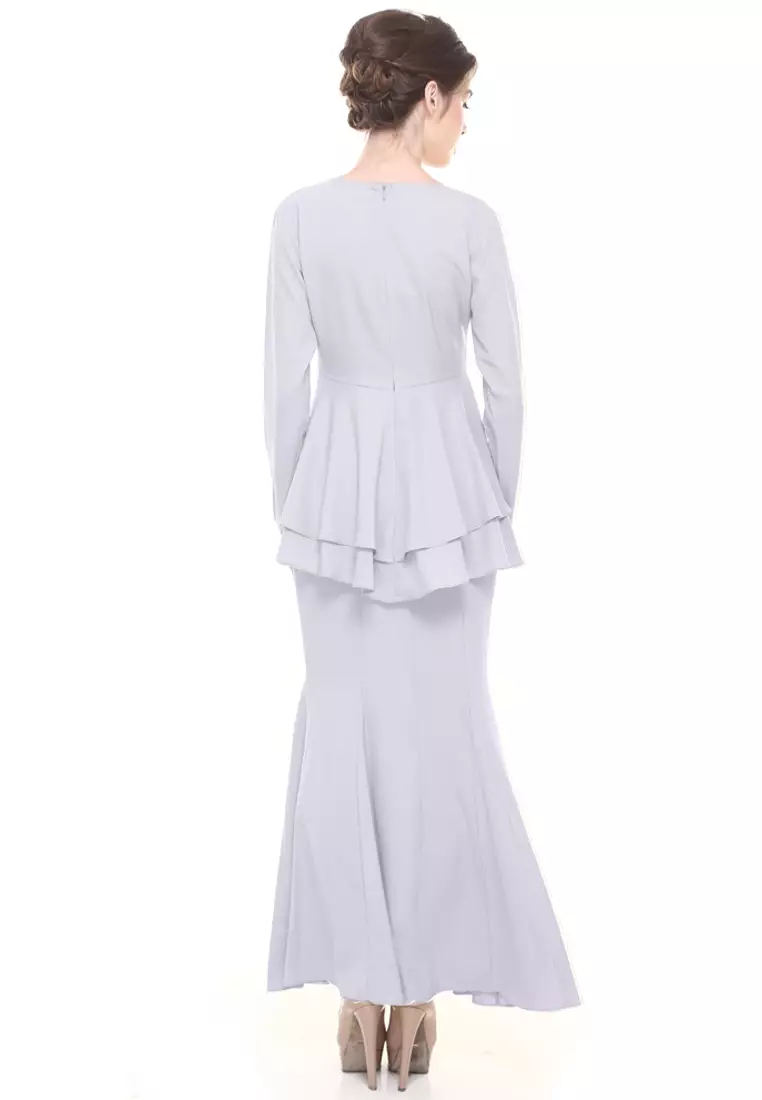 Lora Peplum in Silver Grey