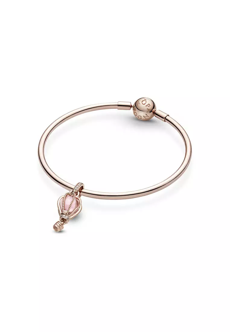 Pandora 14K Rose Gold-Plated Sparkling Pink Hot Air Balloon Dangle Charm