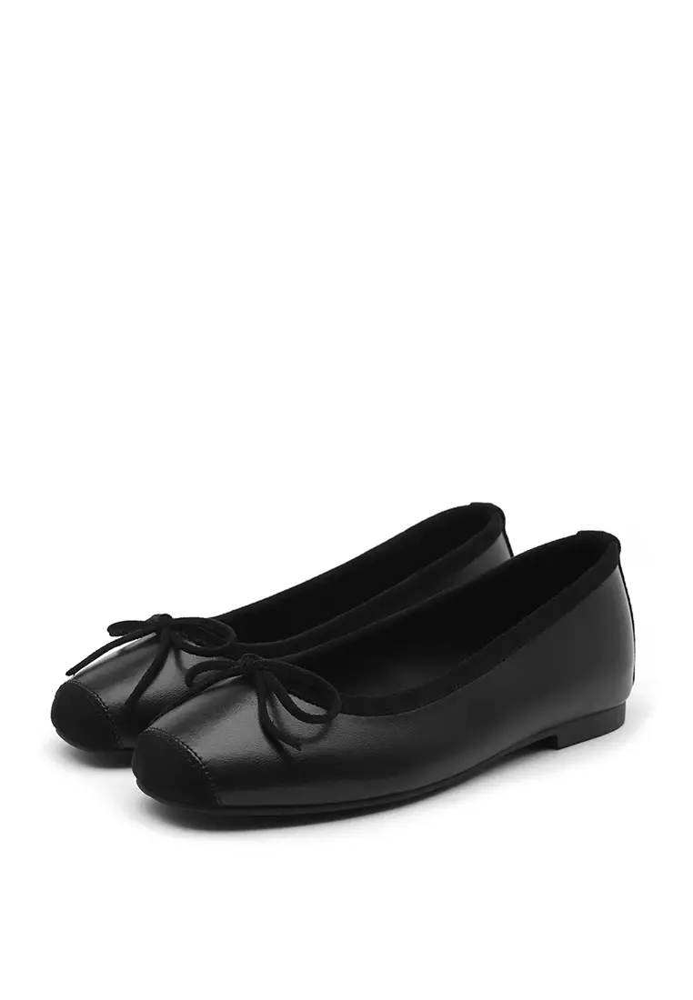 Kate Ribbon Flats (1cm) - Black