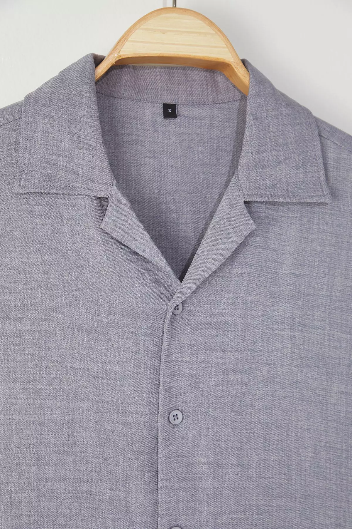 Grey Regular Fit Linen Look Loose Loose Shirt TMNSS25GO00075