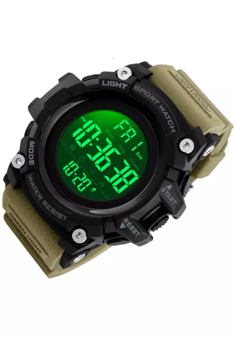 Jam Tangan Sporty Digital Pria Waterproof Many Function Strap Tali Material Stainless Steel PU XO20 ORIGINAL