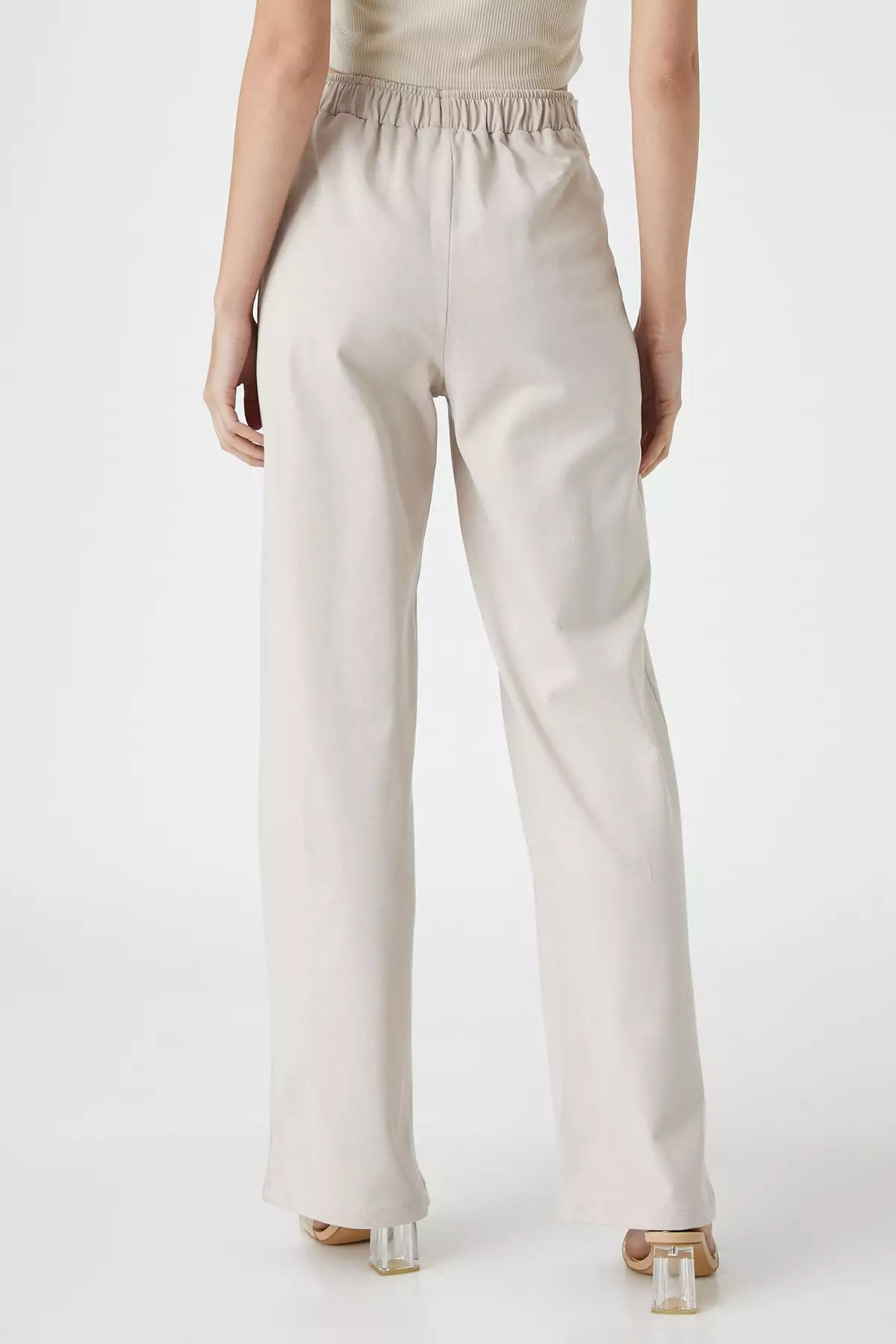 Hayden Cotton Wide Leg Trouser - Ecru