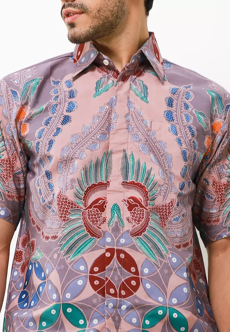 Sambara Kemeja Batik Tulis Premium Pria Casual Modern Lengan Pendek