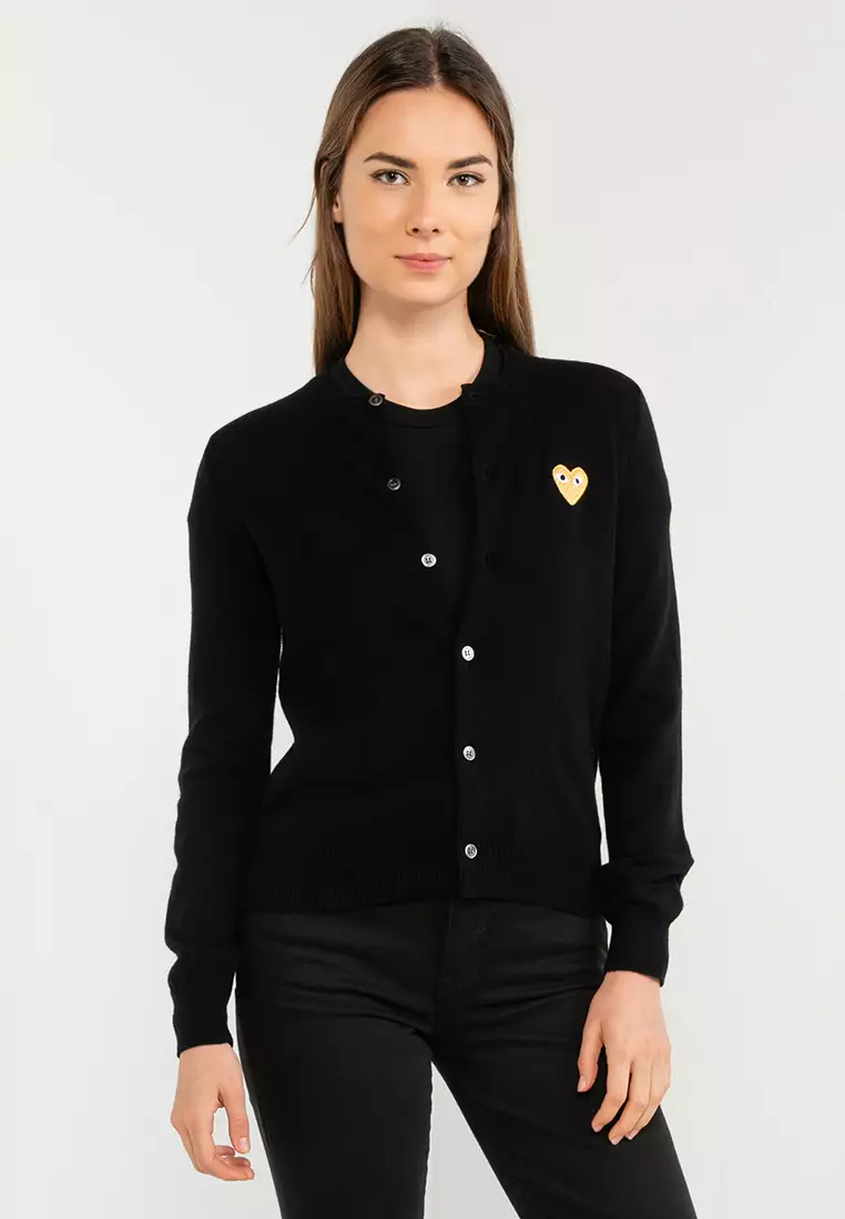 Buy CDG Play Gold Heart Wool Knit Cardigan tr Online ZALORA