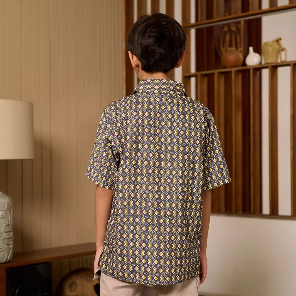 [New Collection] ZM Zaskia Mecca - Myoo Navy Kemeja Anak - Monogram Rupa | Ramadhan Series