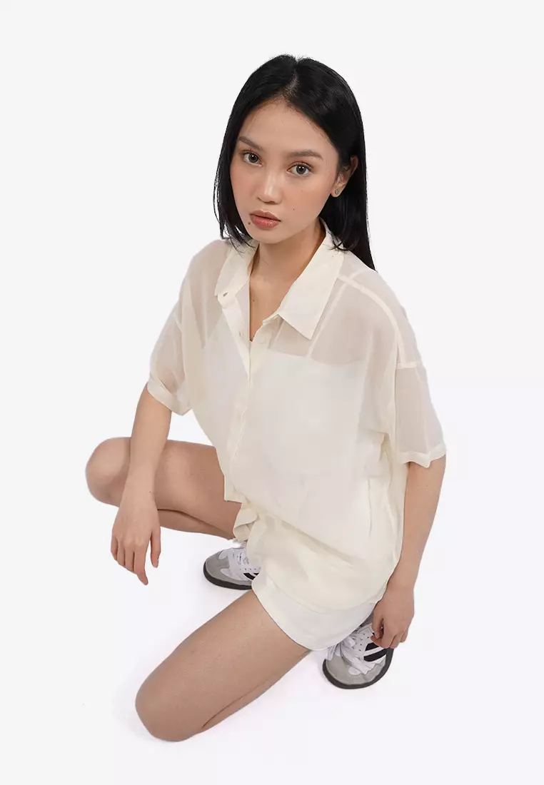 Short Sleeve See Through Blouse