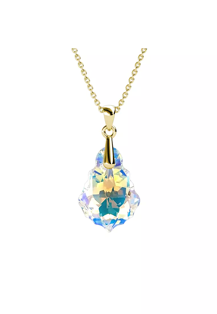 Gold necklace discount with stone pendant