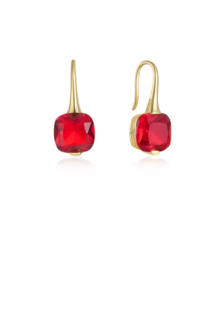 Red square outlet earrings