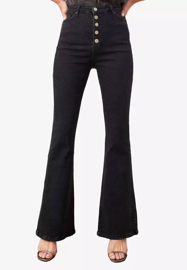 Buy Trendyol Button Front High Waist Flare Jeans 2024 Online ZALORA