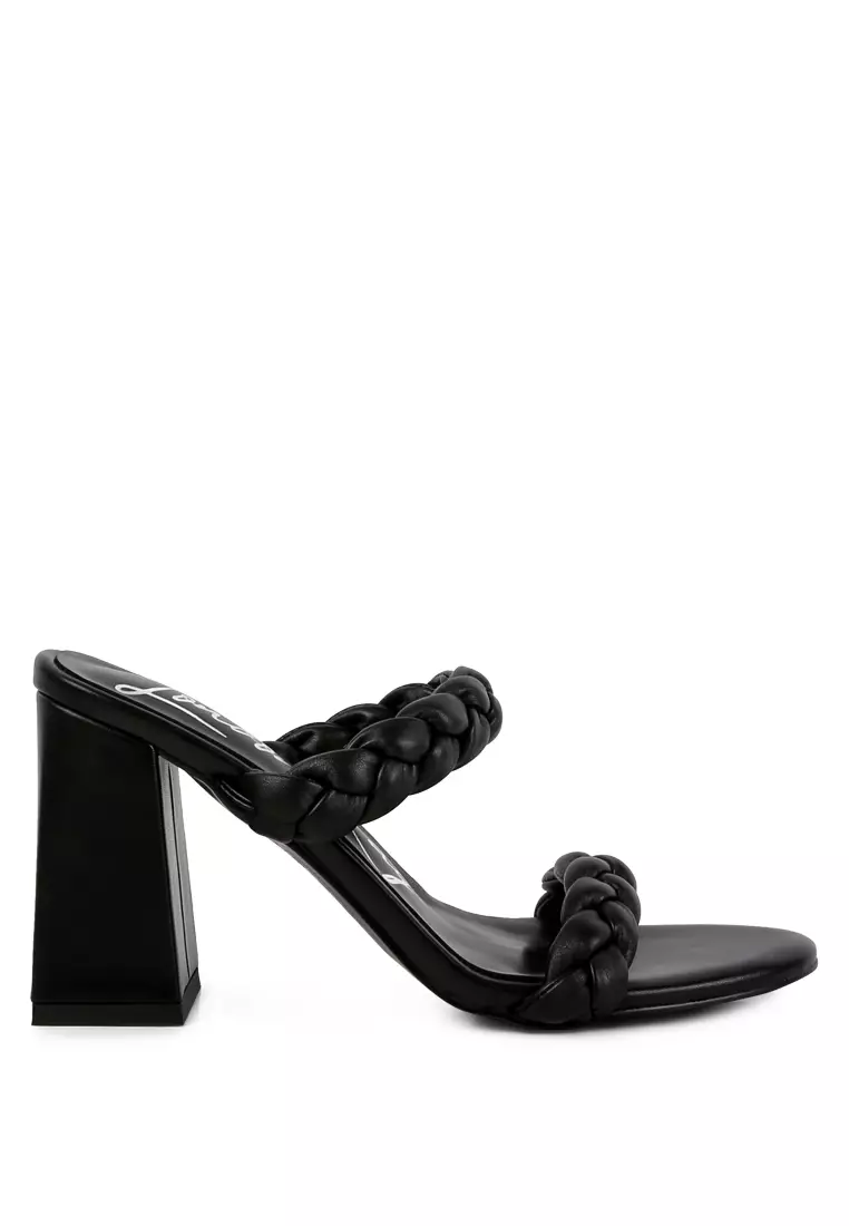 Discount on London Rag  shoes - SKU: Black Braided Strap High Block Heels