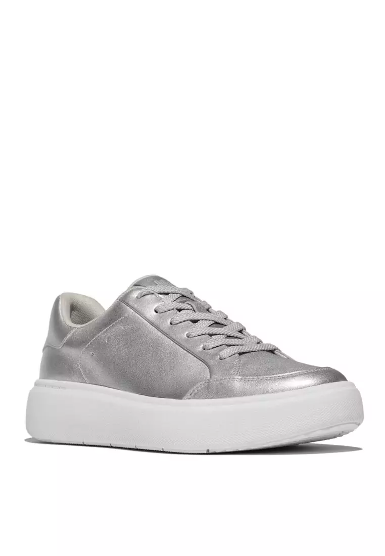 FitFlop RTG Metallic-Leather Sneakers - Silver (E5T-011)