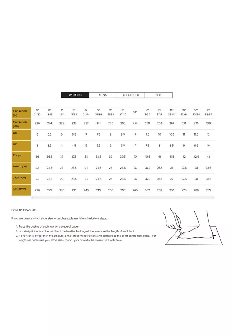 Teva on sale size chart