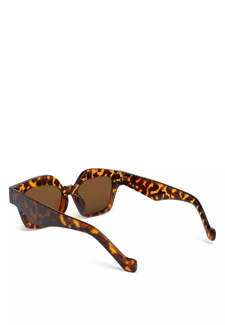 Tinted UV-Protected Square Sunglasses In Leopard Print