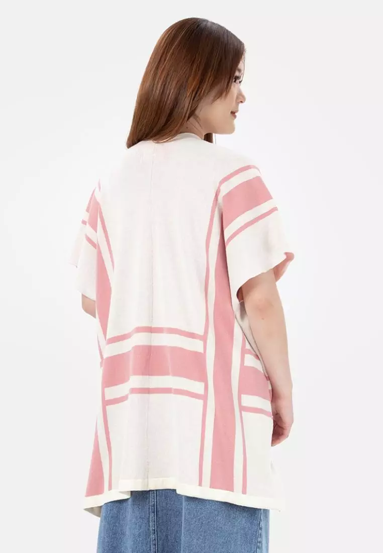 Gio Pattern Knit Cardigan in Pink