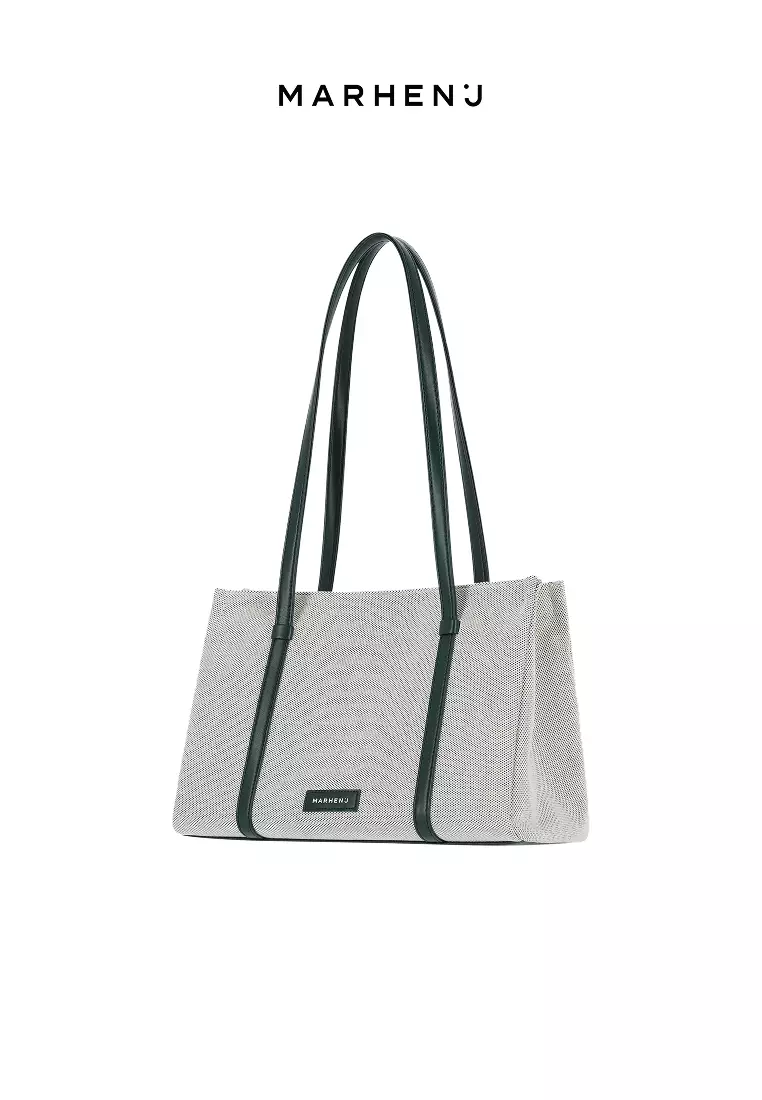 MINA Canvas Apple Leather Shoulder Bag Green