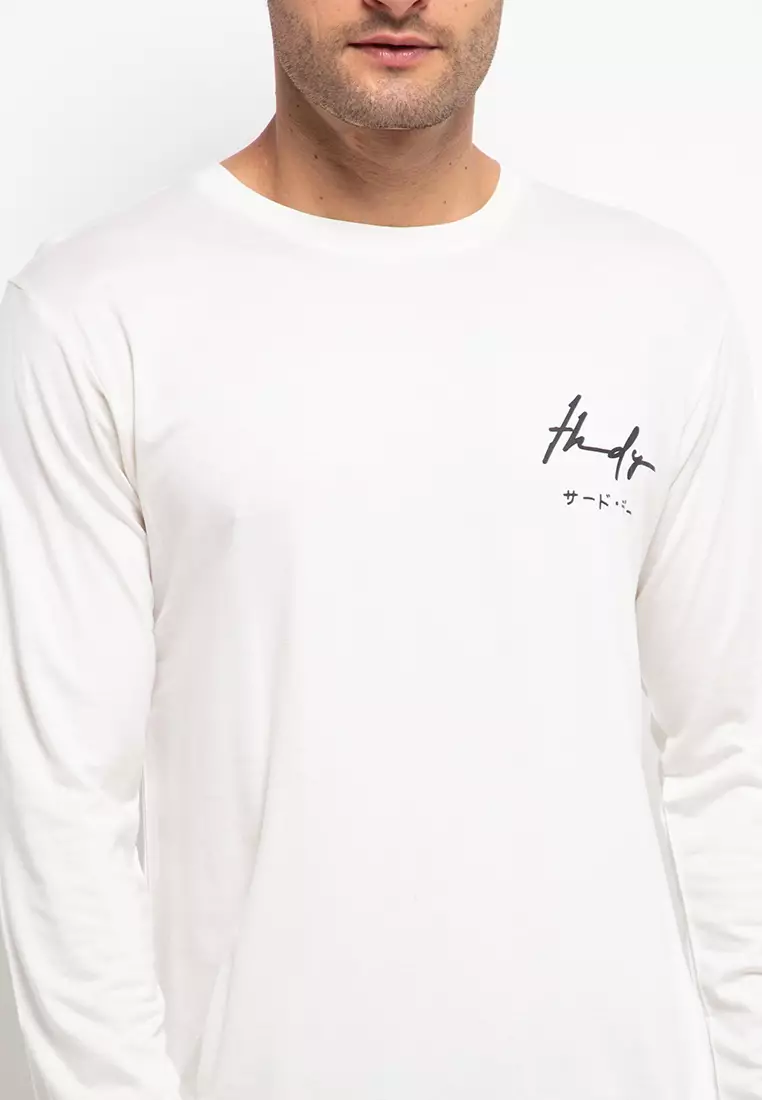 MTH78 Kaos Distro Lengan Panjang Long Sleeve Thdy Sign White